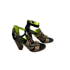COACH LORRIE southwest Aztec leather high heels sandal Sz.9.5B